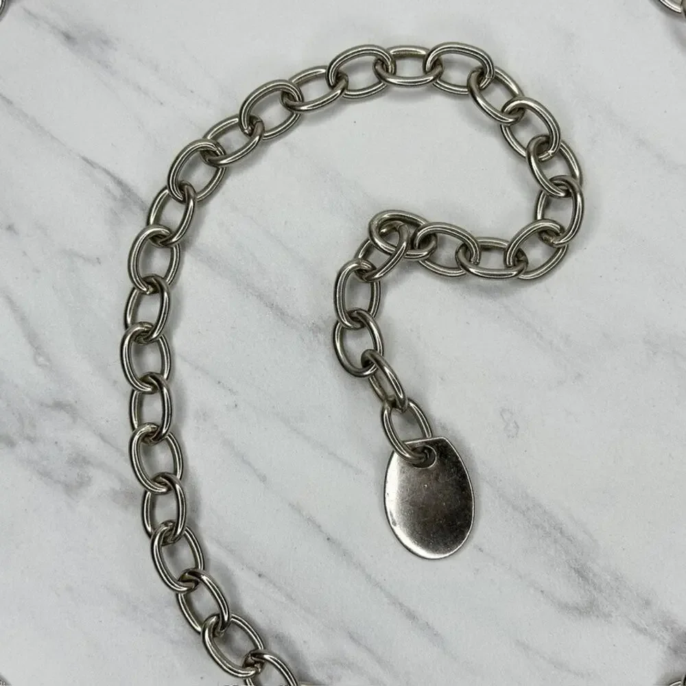 Chunky Textured Silver Tone Chain Belt OS ✨